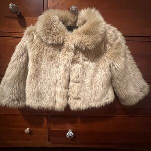 Kids Faux Fur Collard jacket- Tan NWOT